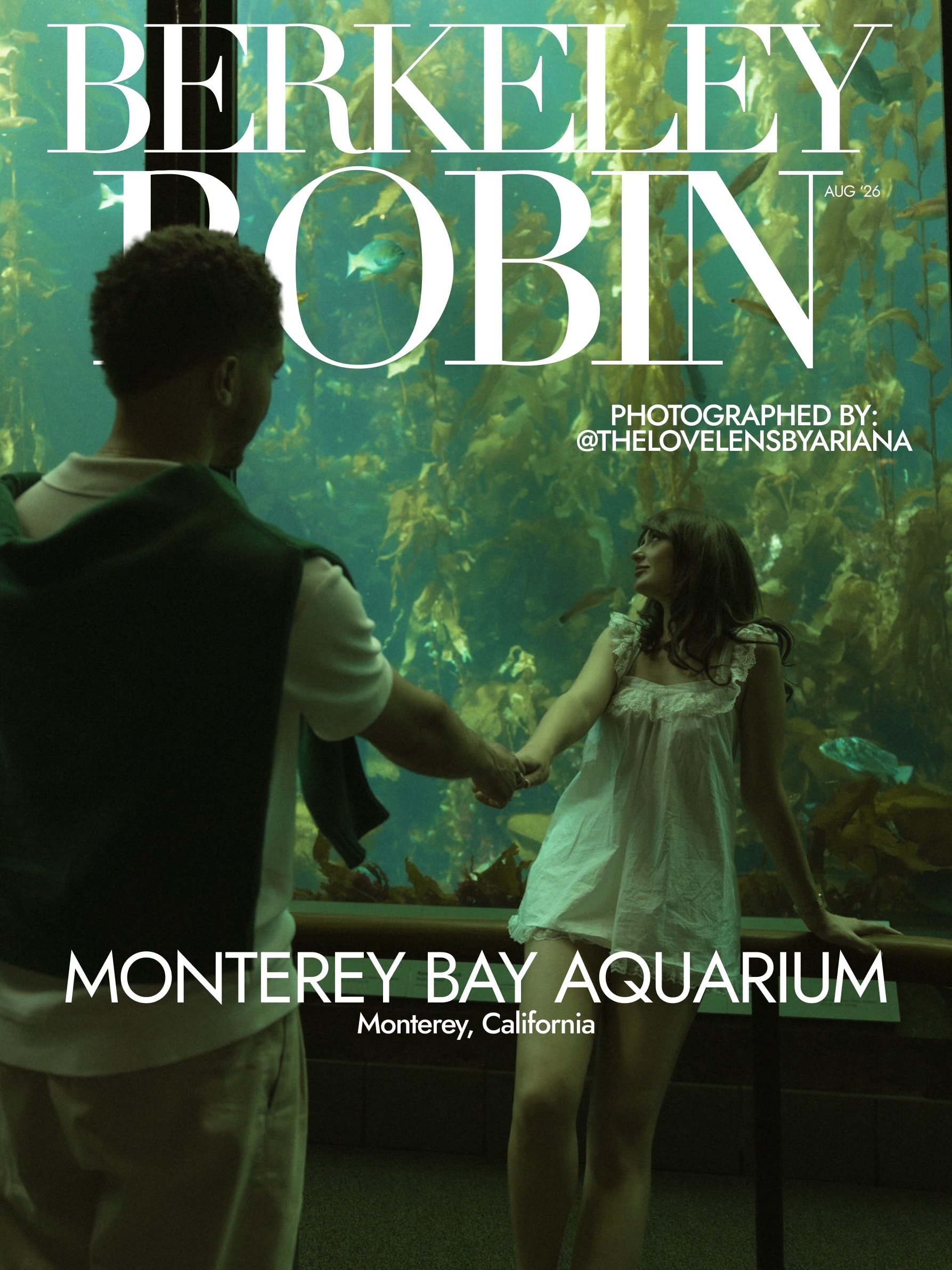 Monterey Bay Aquarium magazine cover of Berkeley and Robin before the kelp forest
